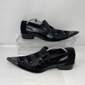 Fiesso by Aurelio Garcia Men Sz 12 Steampunk Western Goth Metal Tip Loafer Black